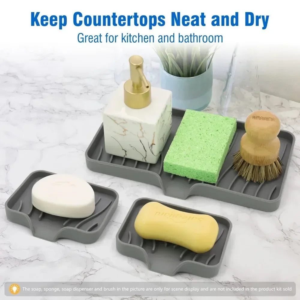 Silicone Drain Soap Box – Anti-Slip Sink Tray for Kitchen or Bathroom