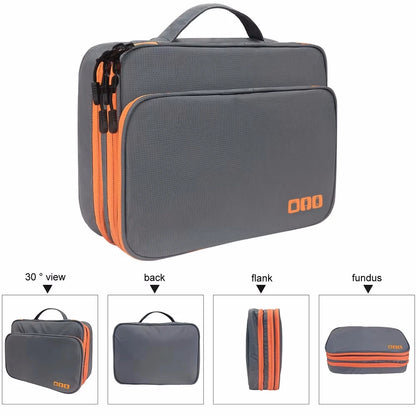 Multi-Layer Cable Storage Bag – Portable Electronic Accessories Organizer Case for iPad Cable & Charger, XL Size 30x23x10cm