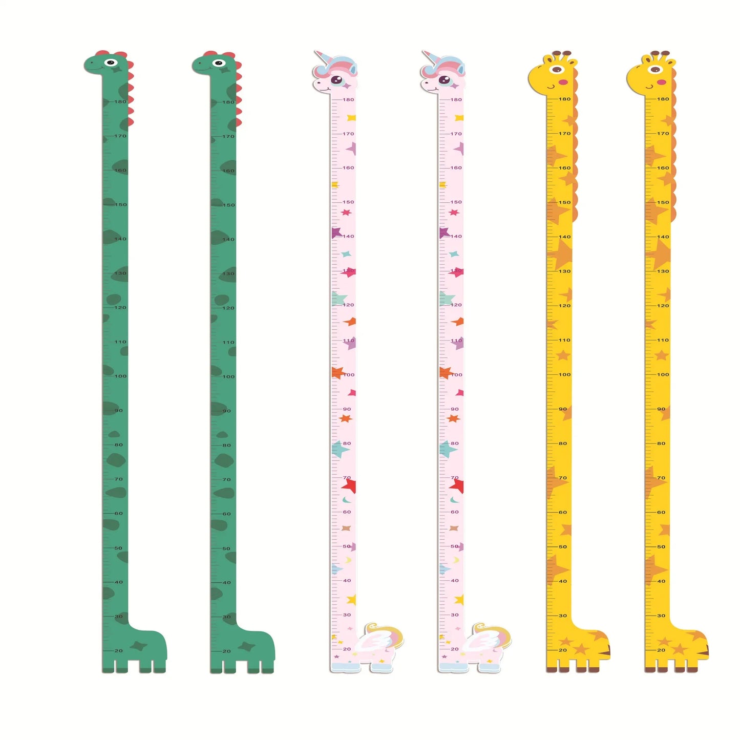 Whimsical Animal Growth Chart Wall Decals – Unicorn, Dino & Giraffe Height Stickers for Nursery & Kids Room Decor