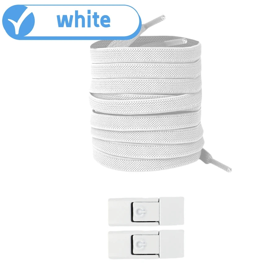 No Tie Press Lock Shoelaces – 8MM Elastic Flat Shoe Laces for Sneakers, Kids & Adults
