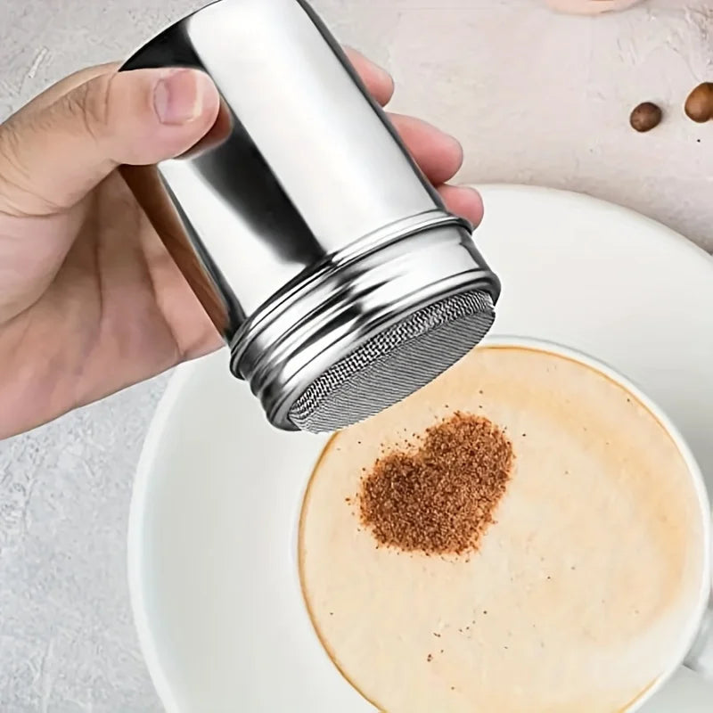 Stainless Steel Powder Sugar Shaker – Fine Mesh Icing Dispenser for Baking & Coffee
