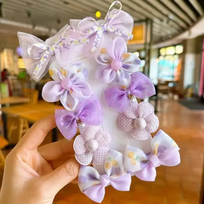 10Pcs Baby Girl Hair Clips Set – Cute Lace Flower Hairpins & Bows for Children, Toddlers, and Newborns