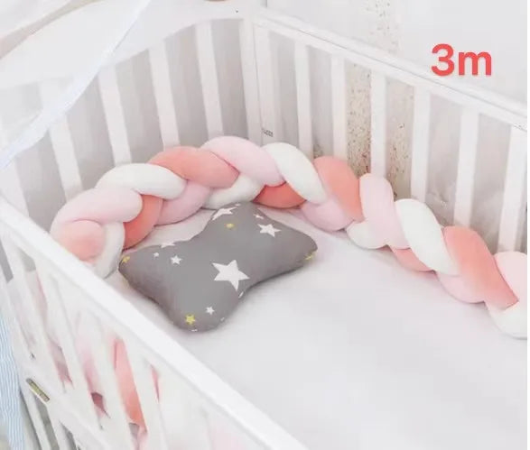 Braided Baby Bed Bumper – Soft Knot Crib Bumper for Infant Cradle Protection (1M–4M)