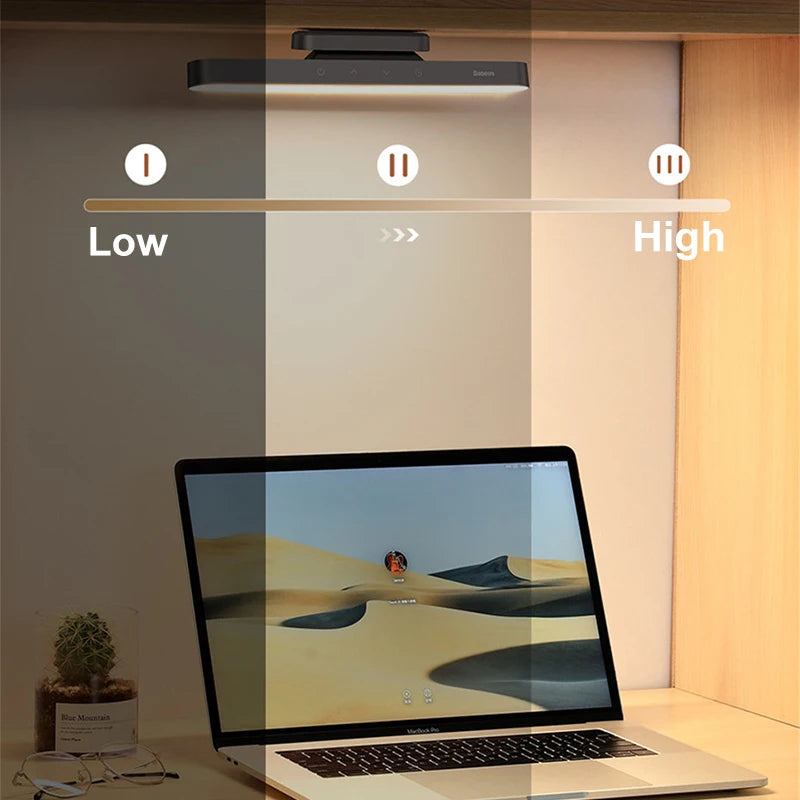 Baseus Magnetic LED Table Lamp – Rechargeable Hanging Desk Lamp with Stepless Dimming & 24-Hour Battery Life for Bedroom, Kitchen & Cabinet