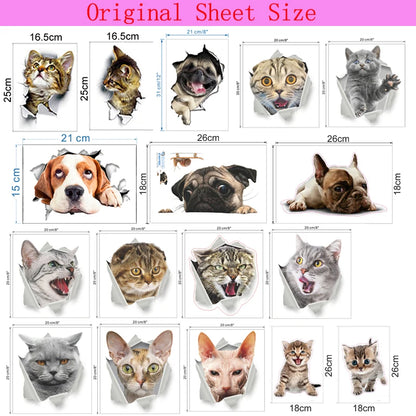 Funny 3D Hole Cat & Dog Toilet Stickers – Cute DIY Wall Decals for Bathroom & Home Decoration