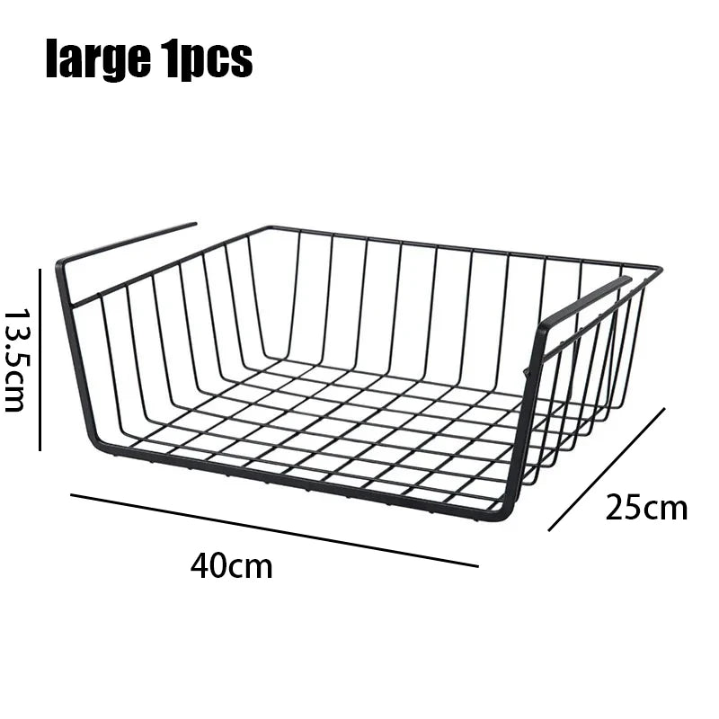 Multi-Functional Perforated Hanging Storage Basket – Iron Wire Rack for Kitchen & Bathroom Organization