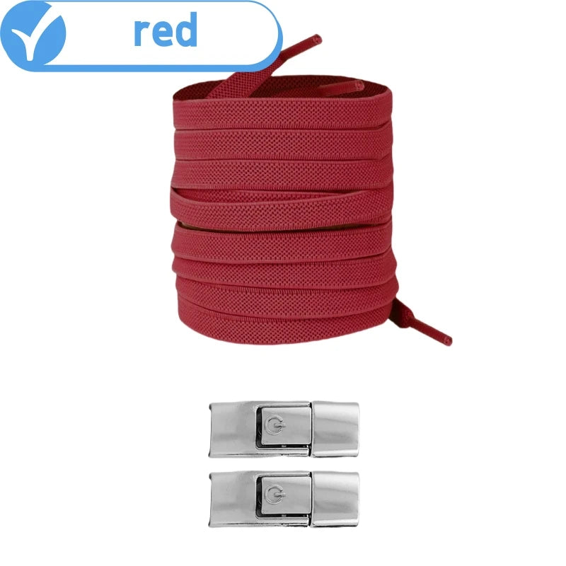 No Tie Press Lock Shoelaces – 8MM Elastic Flat Shoe Laces for Sneakers, Kids & Adults