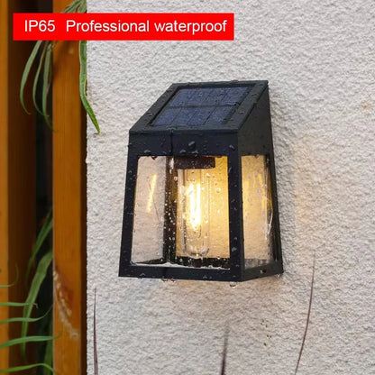 Solar Wall Light Outdoor Waterproof – Warm LED Fence Lamp for Garden, Pathway & Yard Decoration