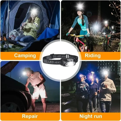 HOMEFISH Super Bright LED Headlamp USB-C Rechargeable Sensor Headlight Waterproof Flashlight for Camping Hiking Fishing Emergenc