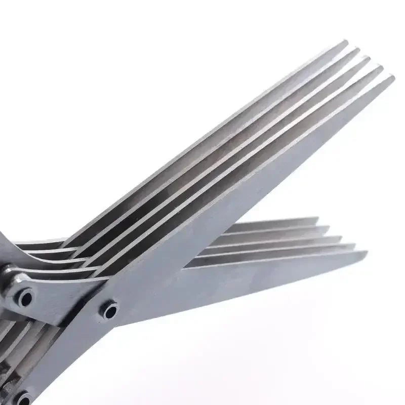 Multi-Layer Kitchen Scissors - Stainless Steel Vegetable Cutter Herbs, Scallions, Laver, and Spices with Efficient Cooking Tool