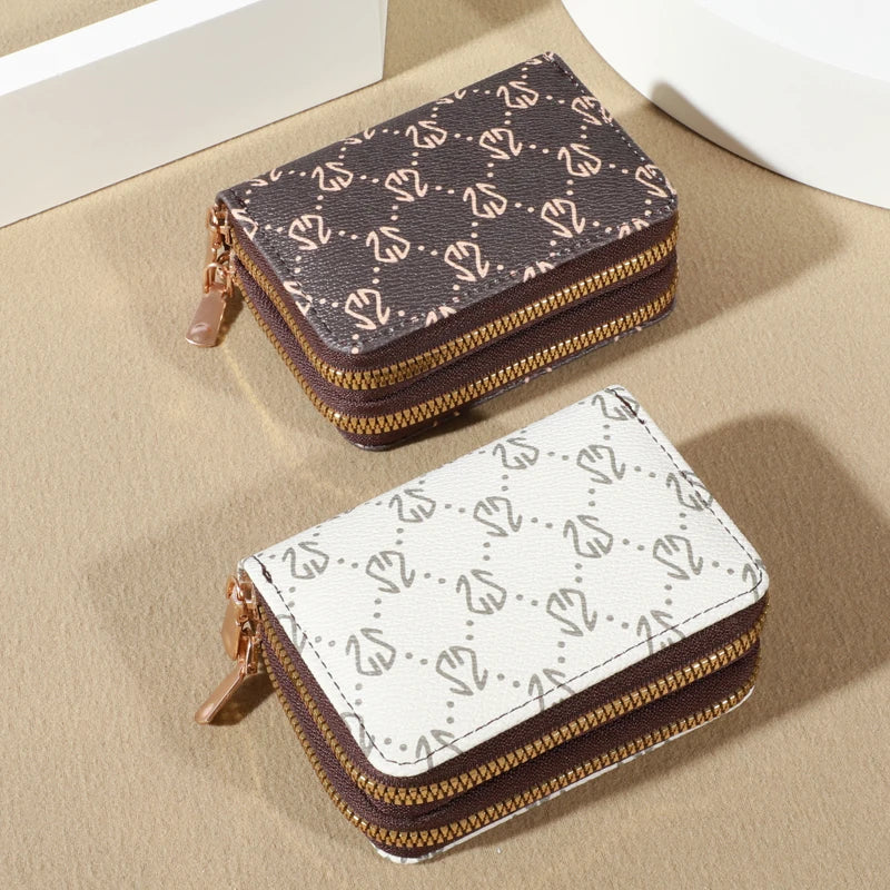 Chic Vintage Zipper Card Holder Wallet – Women’s Faux Leather Purse with Coin Pocket & Multi-Card Slots