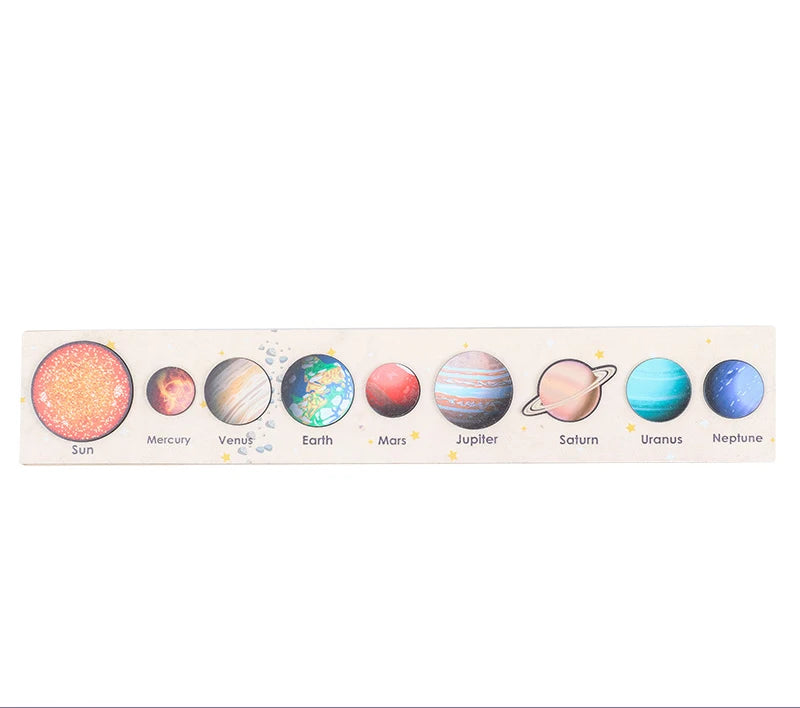 Children’s Wooden Planet Puzzle – Montessori Solar System Matching Game Toy