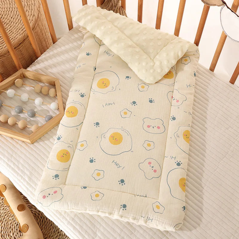 Double-Sided Baby Crib Mattress Pad – Thick Cotton Toddler Bed Cushion for Cradle & Stroller