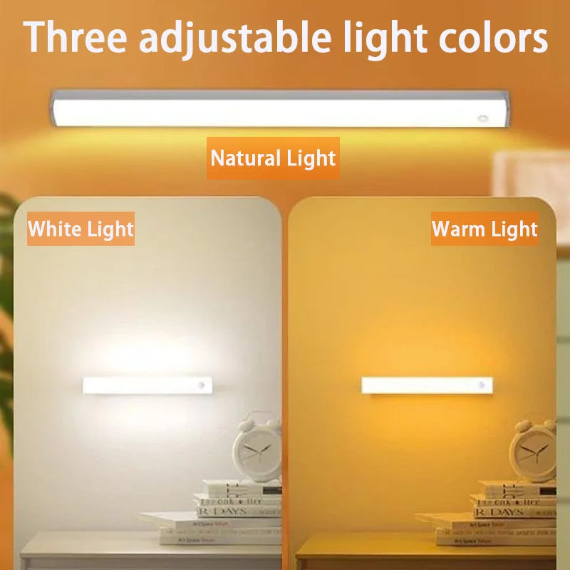 USB Rechargeable Cabinet Light – Motion Sensor LED Bar Light for Kitchen, Closet, Wardrobe, Bedside & Aisle Lighting