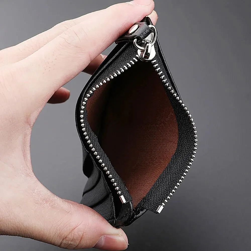 Mini Credit Card Wallet with Zipper – Small Men’s Coin and ID Holder
