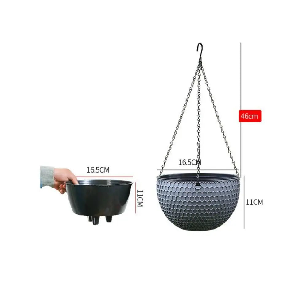 New Plastic Imitation Weaving Flower Pot Self Absorbent Outdoor Hydroponic Flowerpot Garden Decoration Hanging Flower Basket