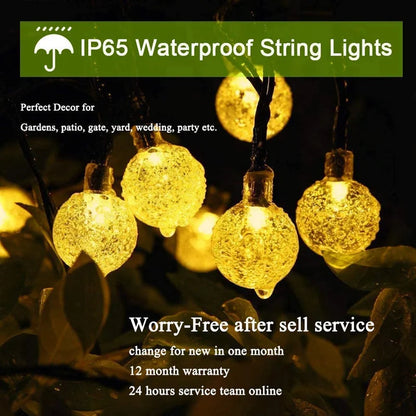 LED Solar String Lights – Waterproof Crystal Globe Lights with 8 Modes for Outdoor Garden, Patio, Tree & Party Decoration
