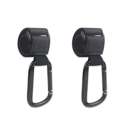 Stroller Organizer Hooks – 360° Rotatable PU Leather Pram Hanger Clips (1/2pcs)