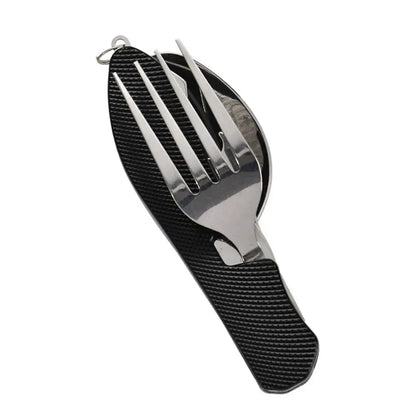 Foldable Camping Utensil Set – Stainless Steel Knife Fork Spoon Combo for Outdoor Travel, Hiking & Picnic