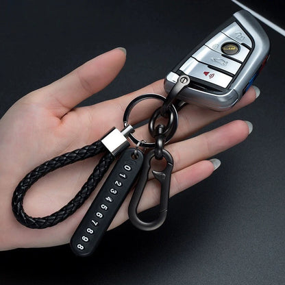Motorcycle Lock Keychain Pendant – Anti-Lost Leather Rope Key Holder for Men & Women