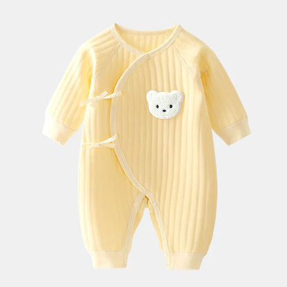 Newborn Boys Girls Cotton Bodysuit – Thickened Winter Onesie for Toddler Home Wear