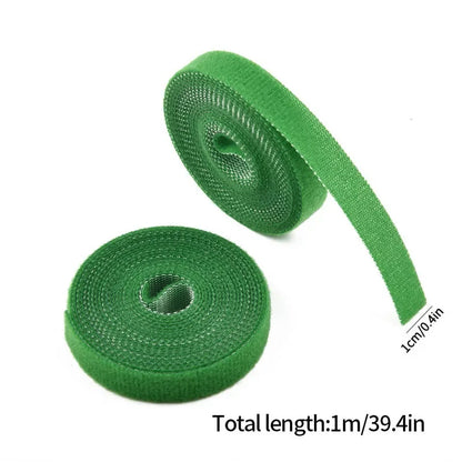 Green Garden Plant Ties – 3 Rolls of Reusable Nylon Hook & Loop Twine for Plant Support and Cable Organization