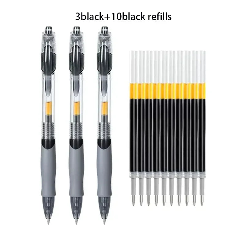 13/30pcs Retractable Gel Pens Set – Black, Red & Blue Ink Ballpoint Pens for School & Office Writing