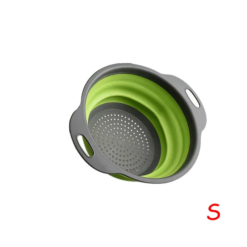 LMETJMA Round Folding Colander BPA Free Fruits Vegetables Washing Drain Basket Kitchen Colander Strainer Dishwasher Safe KC0236