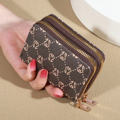Chic Vintage Zipper Card Holder Wallet – Women’s Faux Leather Purse with Coin Pocket & Multi-Card Slots