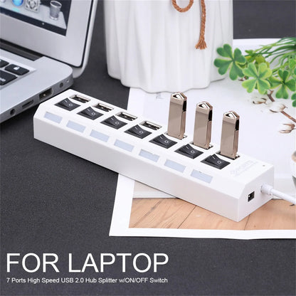 Switch Extension Hub 7-port USB2.0 Hub Computer USB Extension Hub One Drag Seven USB2.0 Splitter PC Laptop Desktop
