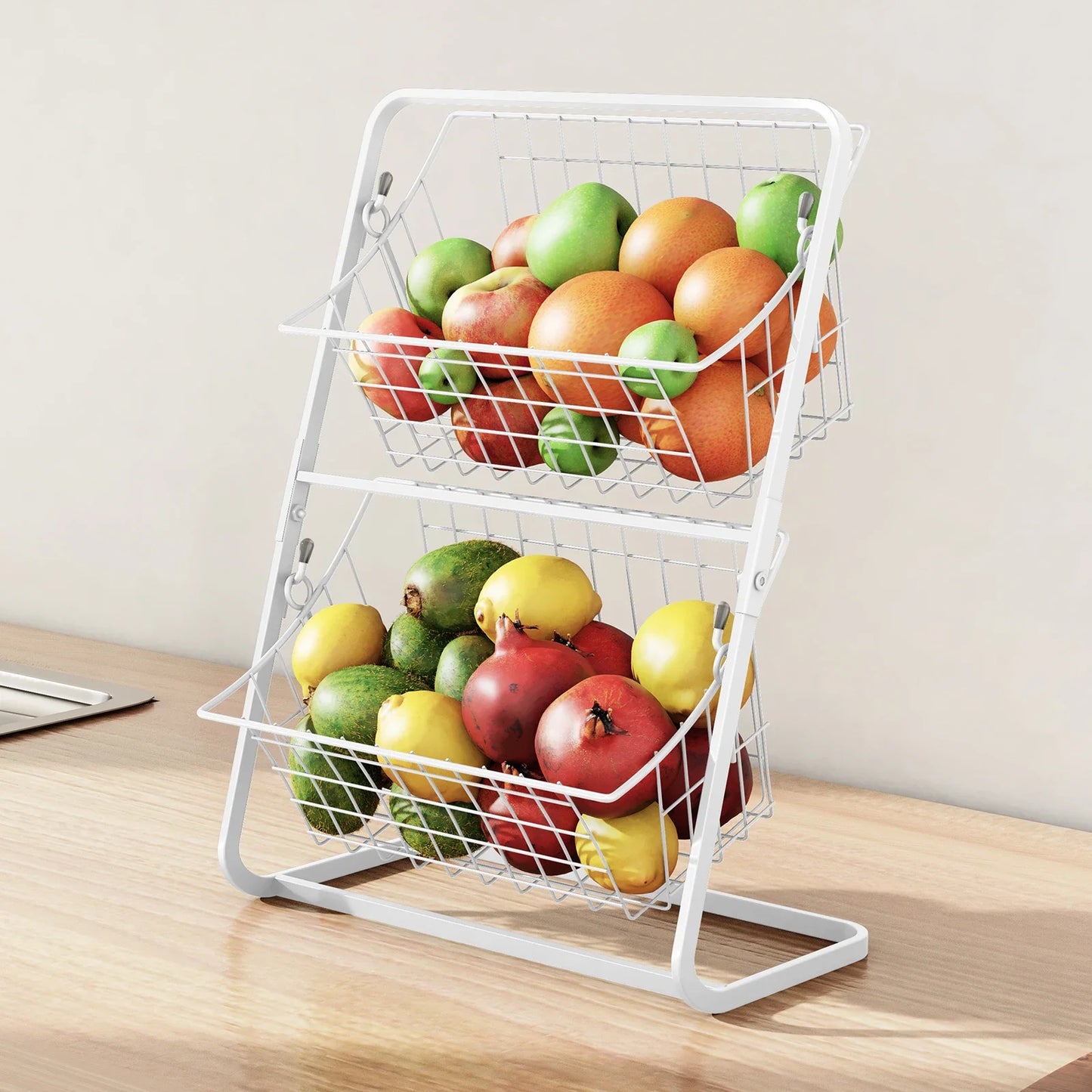 Fruit & Vegetable Wire Basket – Removable Kitchen Countertop Storage Rack for Spices & Snacks