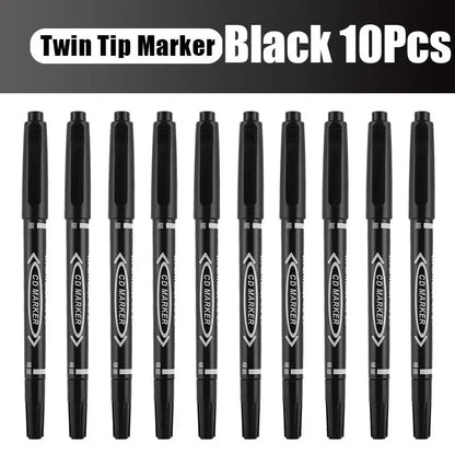 Permanent Marker Pens (5/10PCS) – Twin Tip Oil-Based Ink for School & Office