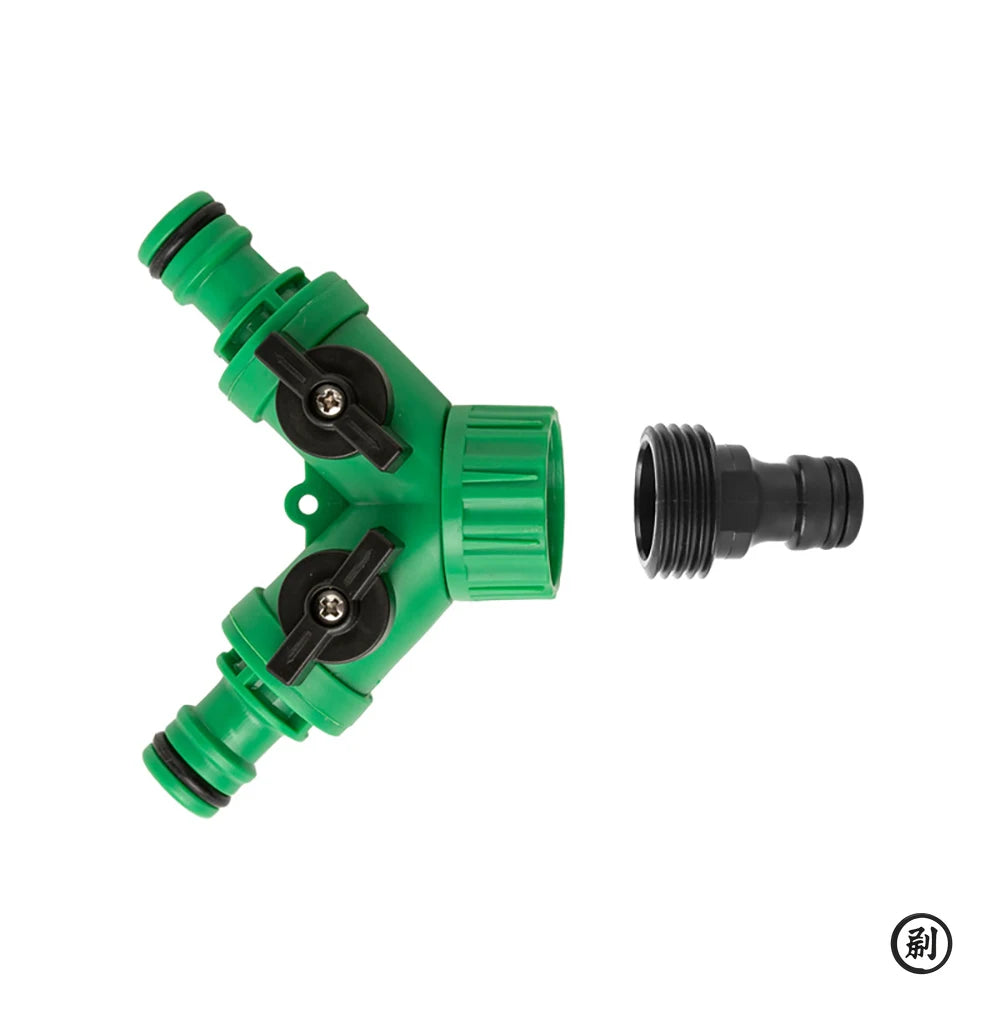Garden Water Splitter Y Connector 2-Way Valvewith Switch for Faucet Irrigation Flower Planting Water Control Plastic Adapter