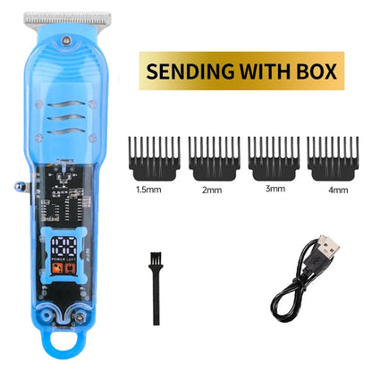 Transparent Hair Clipper with Power Display – 2023 Rechargeable Shaver for Men with Digital Screen