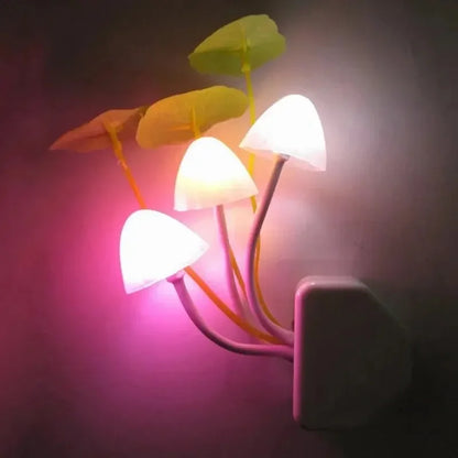 Novelty Mushroom Fungus Night Light with EU & US Plug – 3 Color LED Sensor Lamp for Bedroom, Kids Room & Mood Lighting