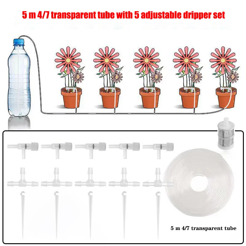 Garden Drip Irrigation Kit with Regulating Valve – Micro Dripper Watering System for Greenhouses & Potted Plants