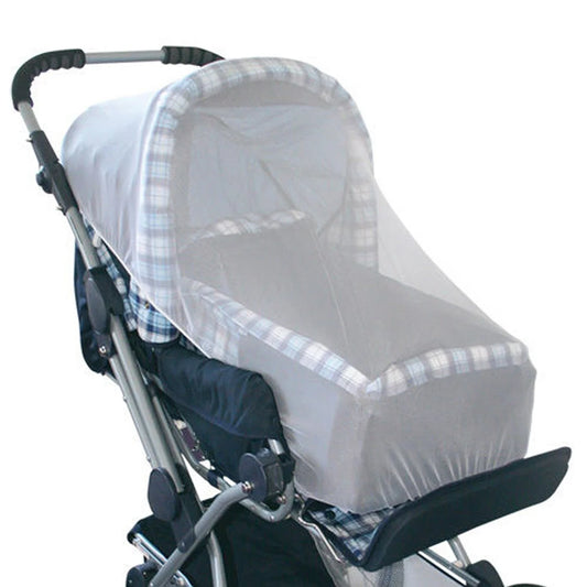 Baby Infant Stroller Mesh Net White Polyester Fabric Elastic Fit Protects from Bees Wasps Flying Insects Large