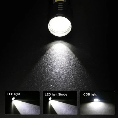 COB + XPE Mini USB Rechargeable Flashlight – Zoomable Small Torch with Clip, 350 Lumens, Waterproof Emergency Light for Camping, Hiking, Fishing