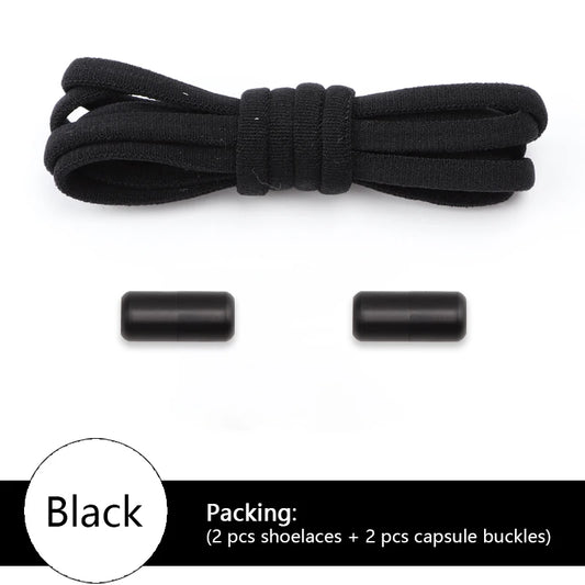 Colored Round No Tie Shoelaces – Elastic Lock Shoelaces with Matte Metal for Sneakers & Casual Shoes