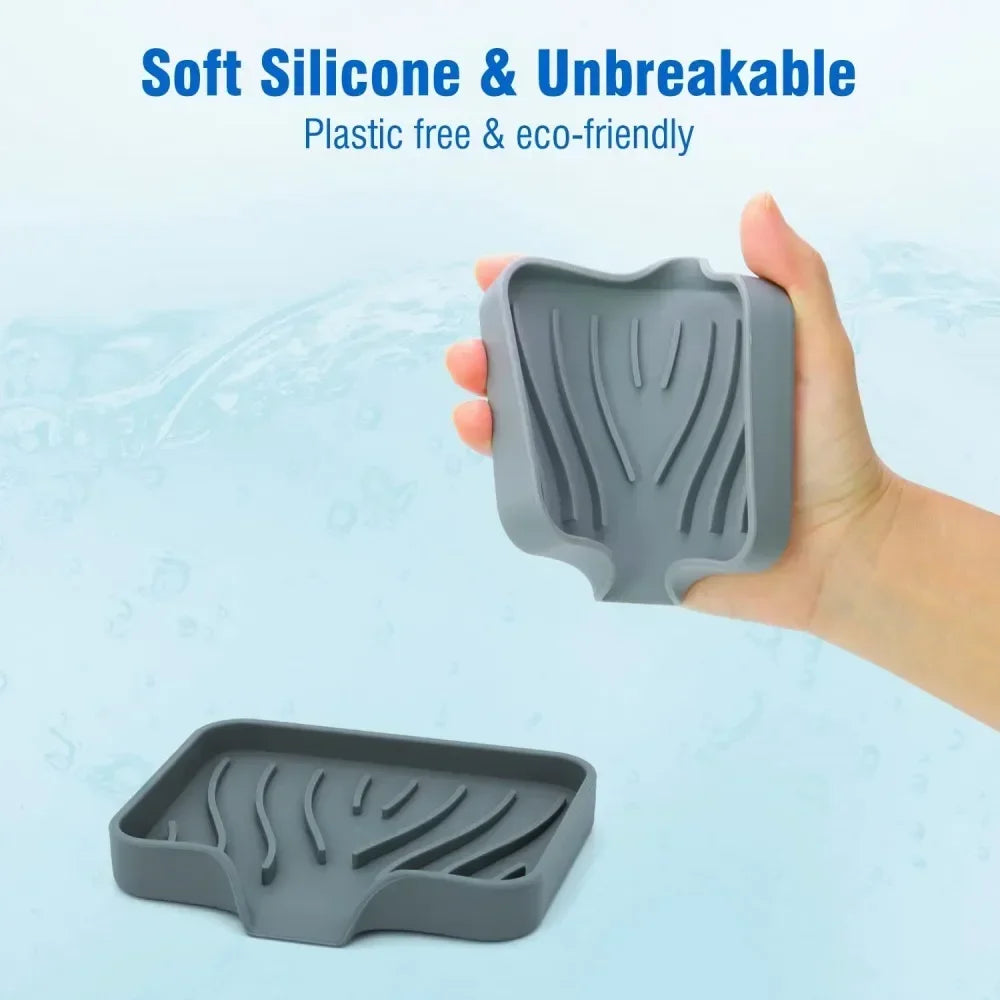 Silicone Drain Soap Box – Anti-Slip Sink Tray for Kitchen or Bathroom