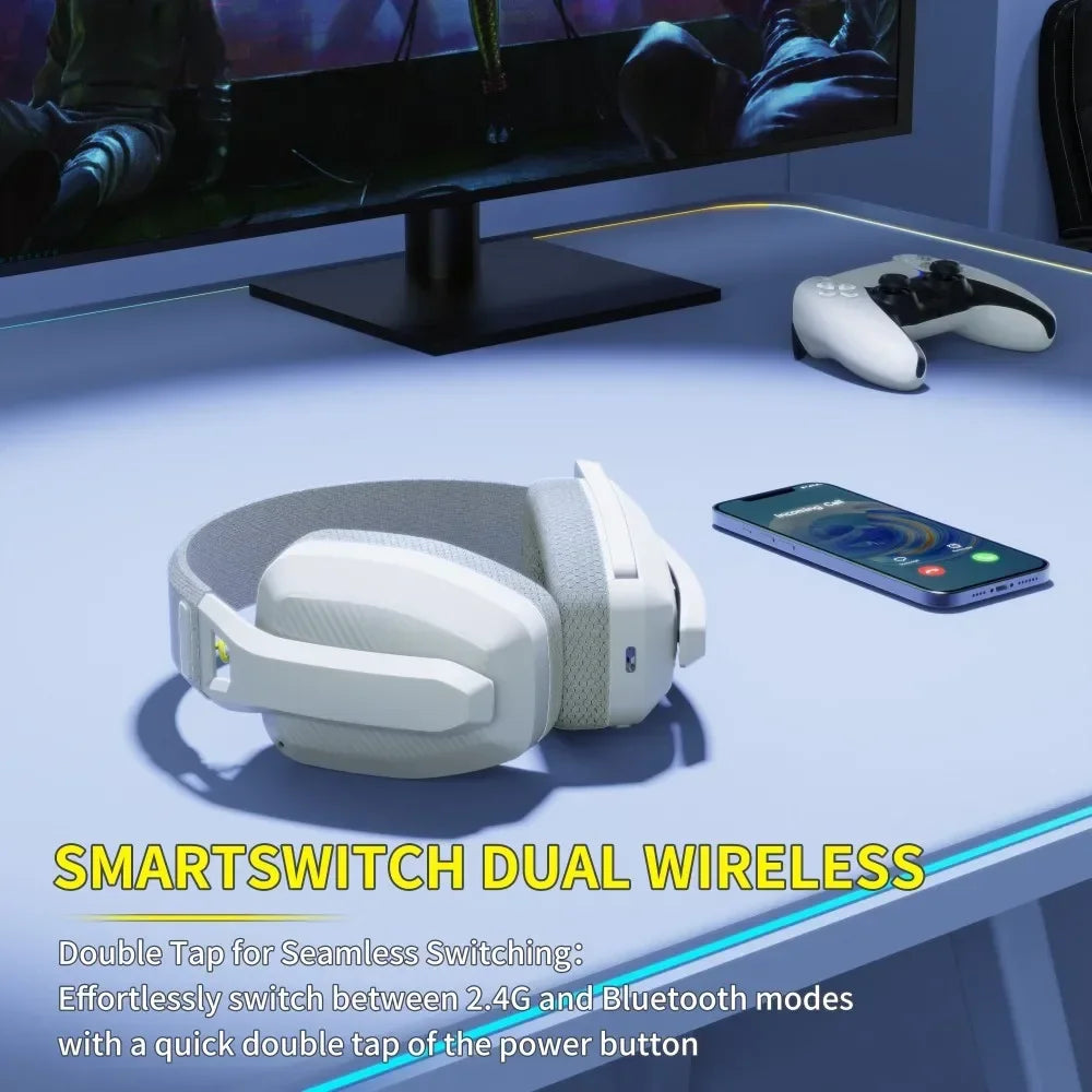 BINNUNE BW06 Wireless Gaming Headset – Bluetooth & 2.4GHz Audio with Mic for PS5, PC, Mac & More