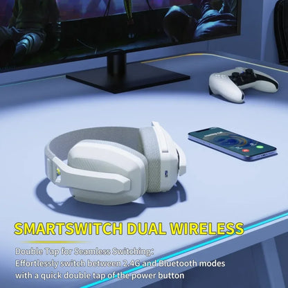 BINNUNE BW06 Wireless Gaming Headset – Bluetooth & 2.4GHz Audio with Mic for PS5, PC, Mac & More
