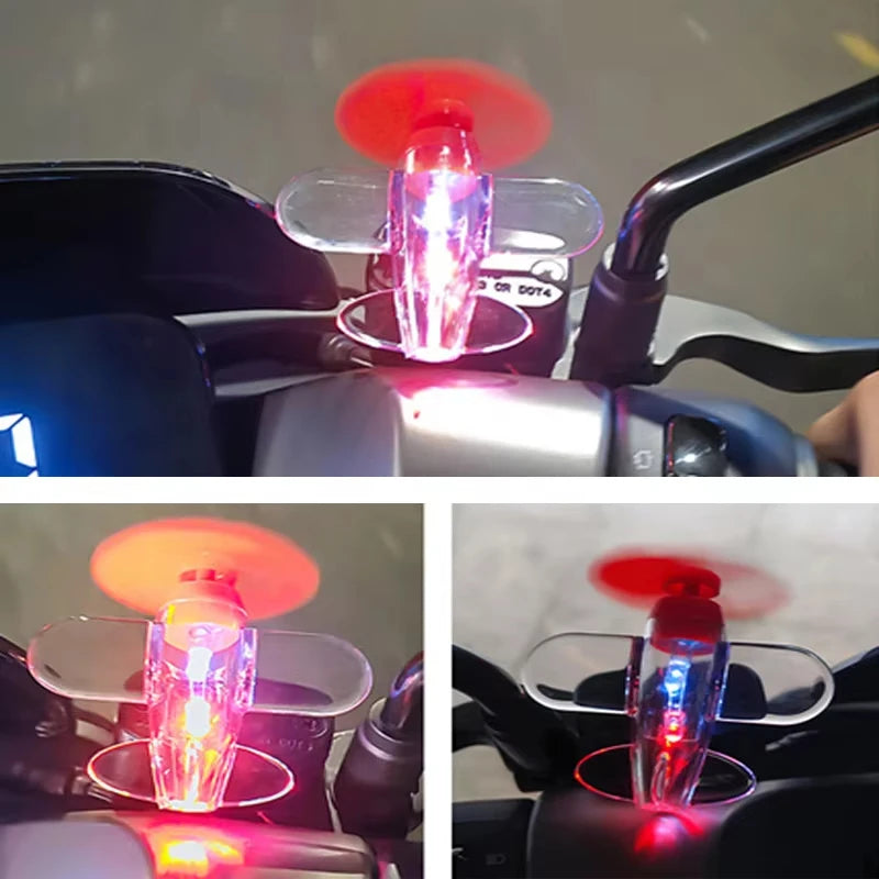 Wind-Powered LED Airplane Ornament – Motorcycle & Car Rearview Mirror Decoration with Rotating Lights