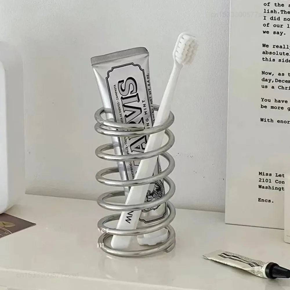 Stainless Steel Toothbrush Holder – Metal Bathroom Accessory for Toothpaste, Makeup Brush Storage & Home Organization