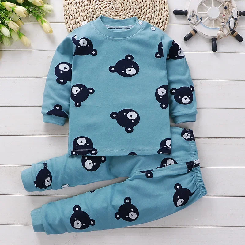 Kids Cotton Pajama Set – Autumn/Winter Sleepwear for Boys and Girls (9 Months to 8 Years)