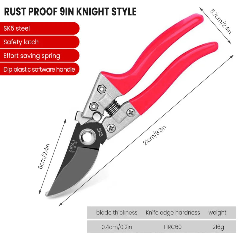 AIRAJ Professional Pruning Shears – Heavy-Duty Ultra Sharp Garden Scissors for Weeding & Horticulture