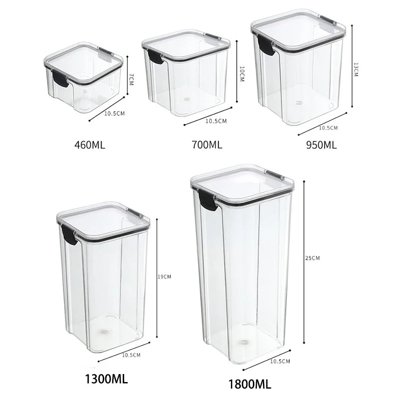 Sealed Jars Kitchen Grain Storage Organizer – Large Capacity Moisture-Proof Plastic Seasoning & Food Storage Box Set
