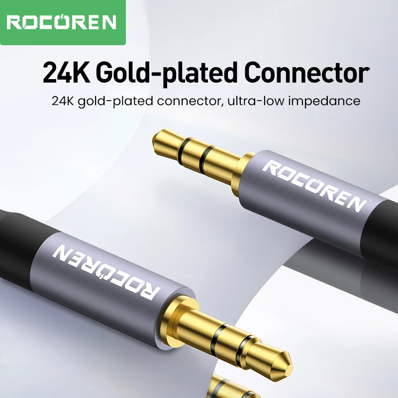 Rocoren 3.5mm Male to Male Aux Cable – 5M Audio Jack Cord for Phone, Car, Headphones & Speakers