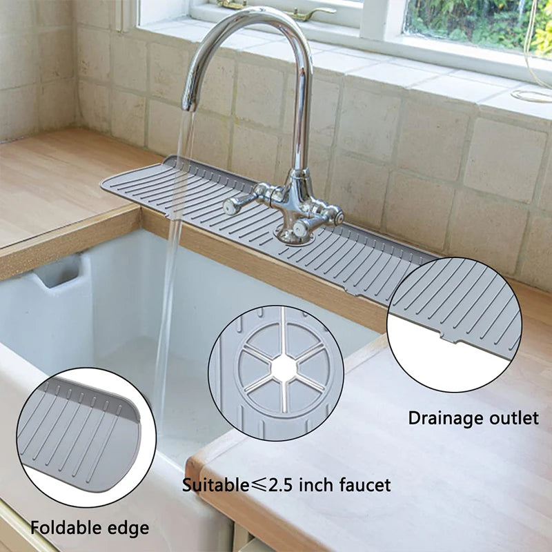 Silicone Faucet Drain Pad – Anti-Splash Non-Slip Kitchen & Bathroom Faucet Mat
