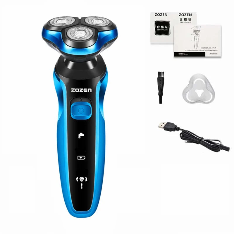 ZOZEN Electric Shaver – Rechargeable Waterproof Razor for Wet & Dry Beard & Body Hair Trimming